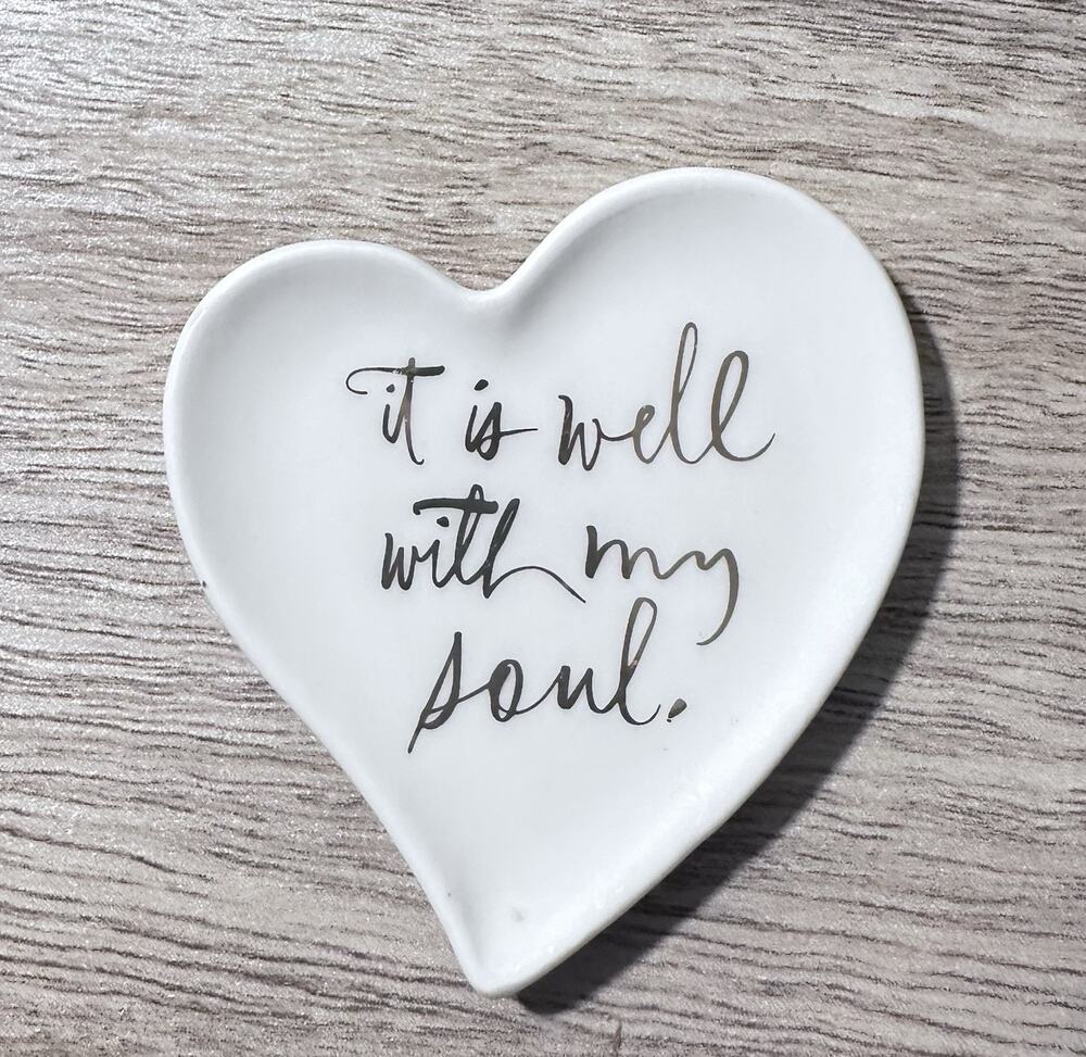Fringe Studio "It Is Well With My Soul " Jewelry Dish Trinket Tray 2.5" New